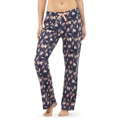 Navy leaf print pyjama bottoms